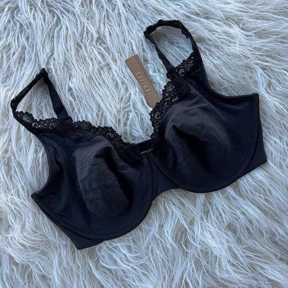 Skims Fits Everybody Lace Unlined Full Coverage Bra Onyx Size 38DDD - Picture 2 of 7